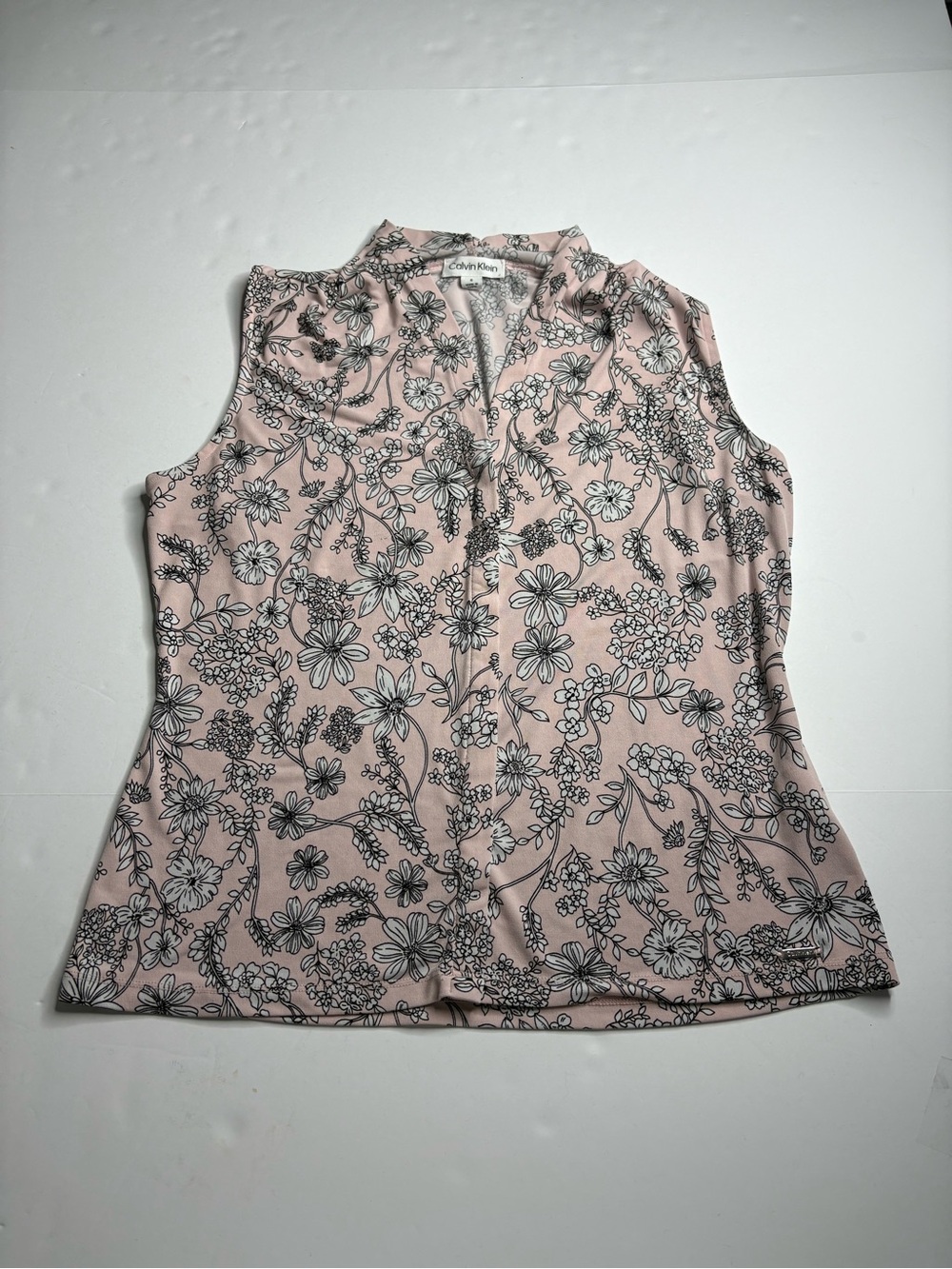 Calvin Klein Blush Pink Floral Print Sleeveless Top